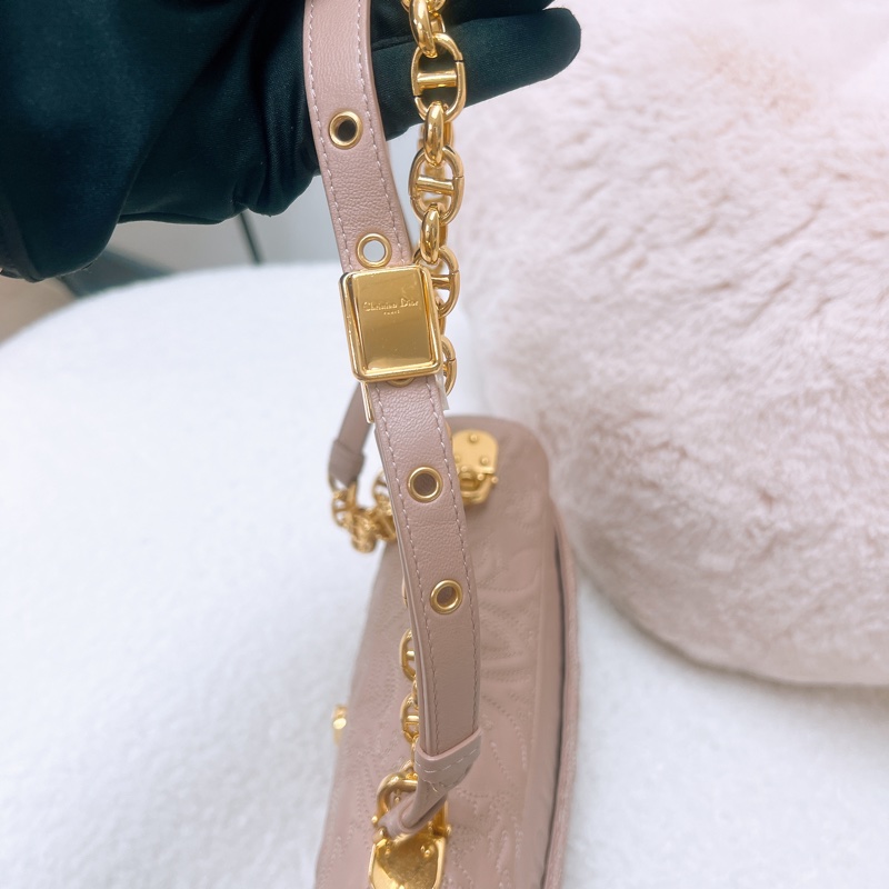 Dior caro 粉色小號鏈條肩背包-10