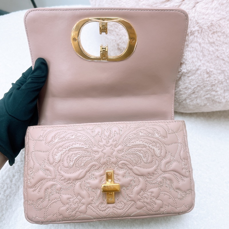 Dior caro 粉色小號鏈條肩背包-12