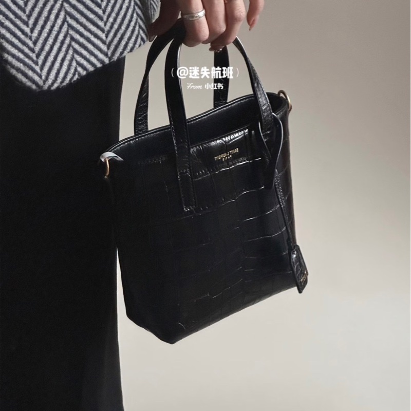 全新全配🈶購證❤️ ysl #黑金 #鱷魚壓紋 #琴譜包 mini #托特-2