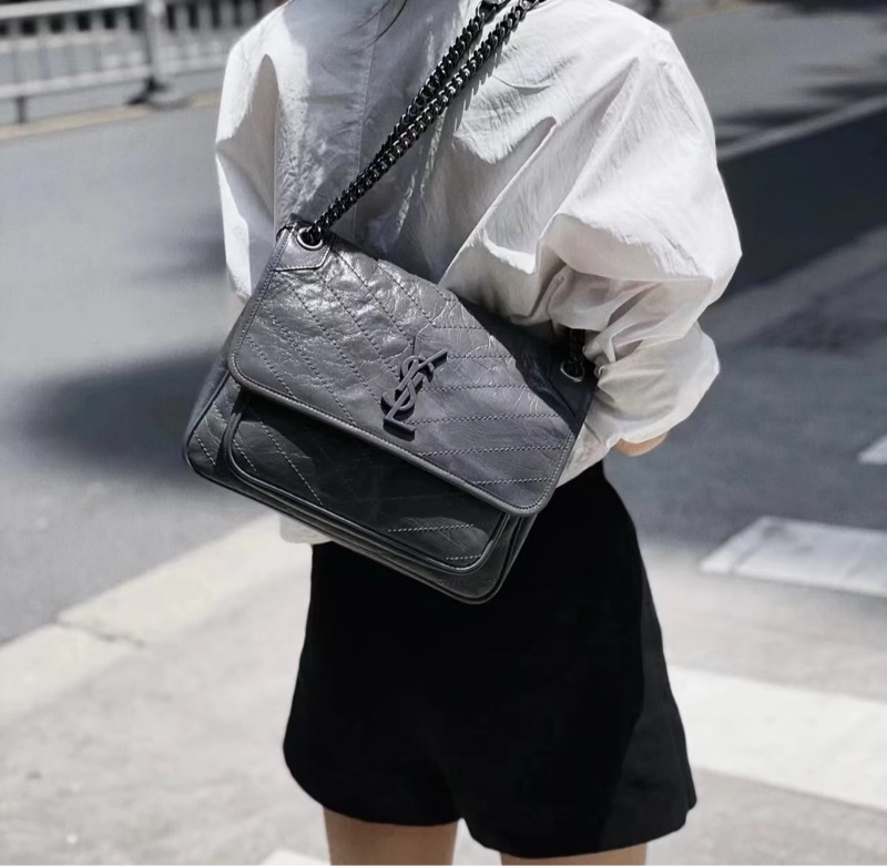 99新🈶購證❤️ ysl #灰色 #油蠟皮 #niki #中號-0