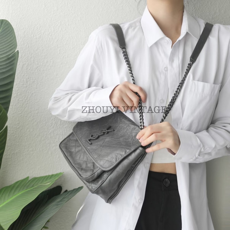 99新🈶購證❤️ ysl #灰色 #油蠟皮 #niki #中號-1