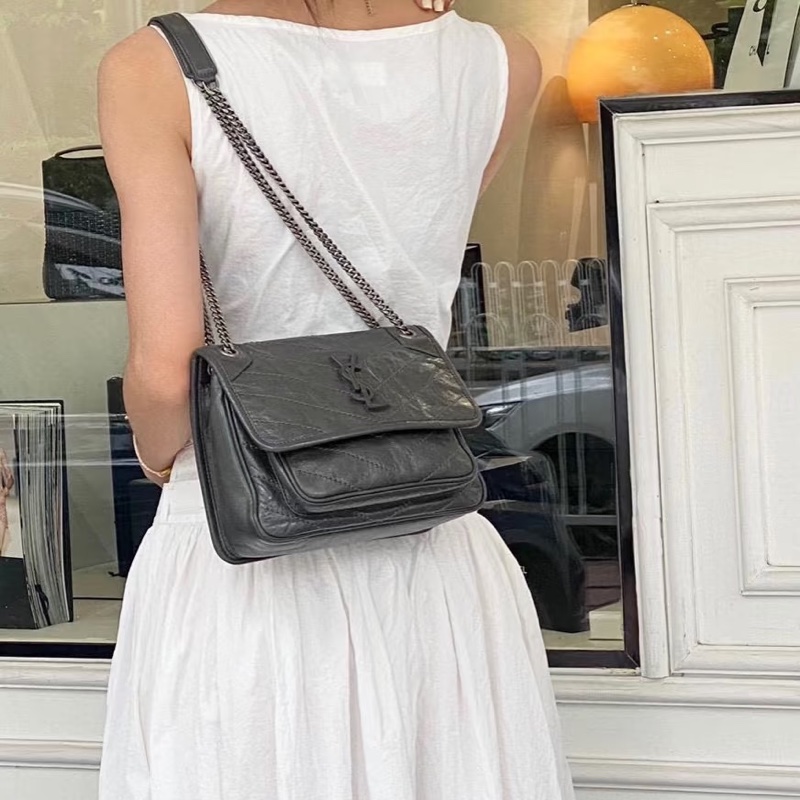 99新🈶購證❤️ ysl #灰色 #油蠟皮 #niki #中號-3