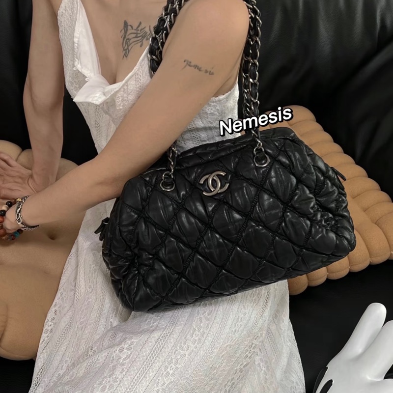 99新🈶保卡❤️香奈兒 #泡芙包 #黑銀 #托特包 #肩背包-4