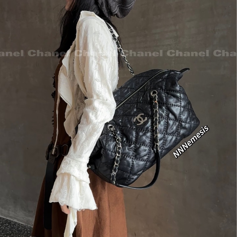 99新🈶保卡❤️香奈兒 #泡芙包 #黑銀 #托特包 #肩背包-5