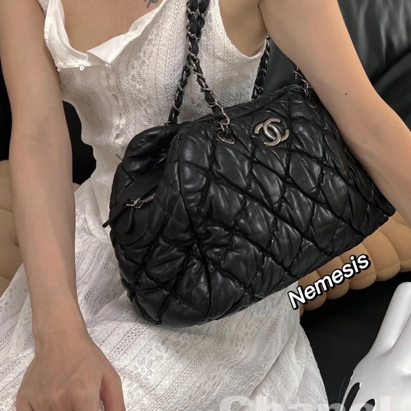 99新🈶保卡❤️香奈兒 #泡芙包 #黑銀 #托特包 #肩背包-6