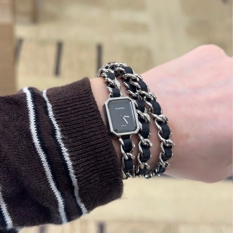S碼🈶盒子❤️香奈兒 #黑銀方糖手錶 #premiere #三圈手錶 #首映錶