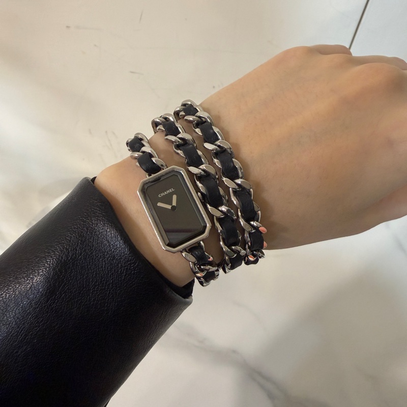 S碼🈶盒子❤️香奈兒 #黑銀方糖手錶 #premiere #三圈手錶 #首映錶-13