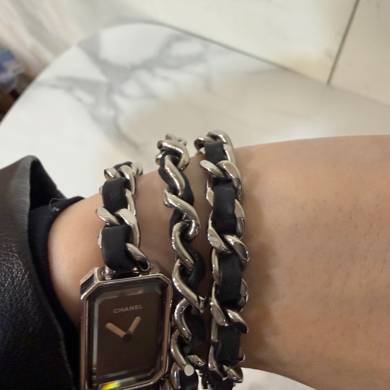 S碼🈶盒子❤️香奈兒 #黑銀方糖手錶 #premiere #三圈手錶 #首映錶-14
