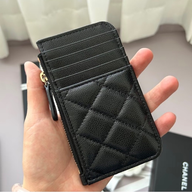 全新全配🈶購證❤️晶片款❤️ 香奈兒 #黑金 #荔枝皮 #卡包 #零錢包-3