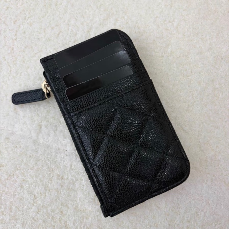 全新全配🈶購證❤️晶片款❤️ 香奈兒 #黑金 #荔枝皮 #卡包 #零錢包-7