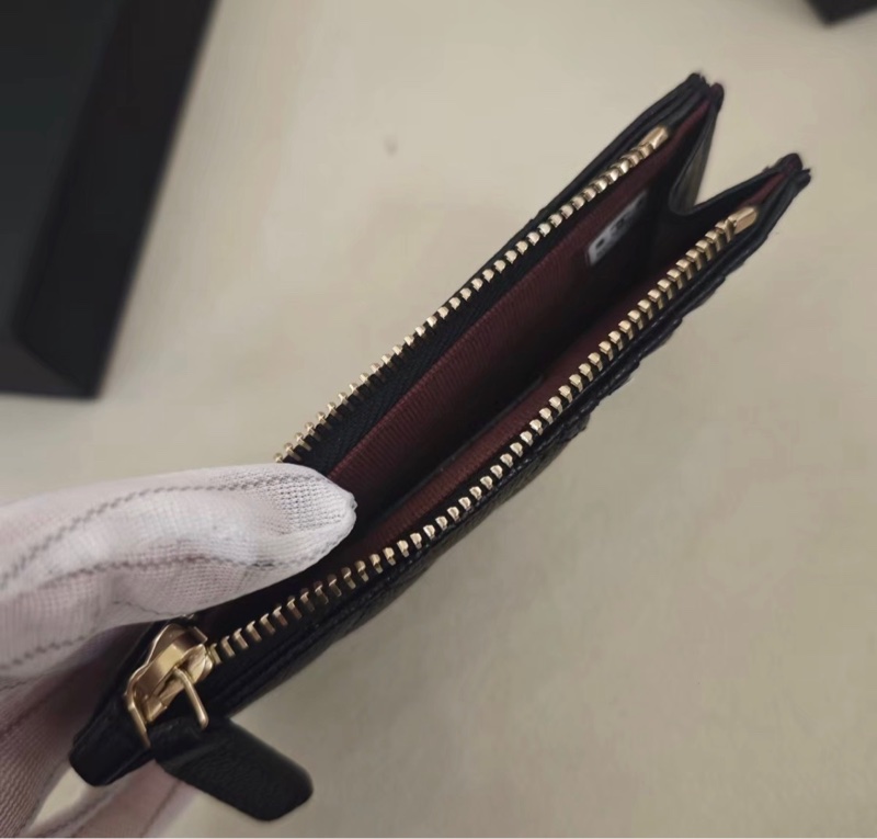 全新全配🈶購證❤️晶片款❤️ 香奈兒 #黑金 #荔枝皮 #卡包 #零錢包-9