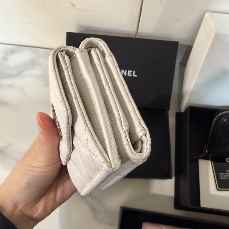 全配❤️晶片款❤️香奈兒 #白金 #荔枝皮 #mini #短夾-4