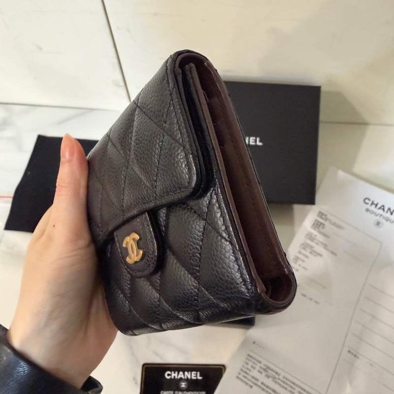 全新全配🈶22年購證❤️ 香奈兒 #黑金 #荔枝皮 #經典款 #短夾-2