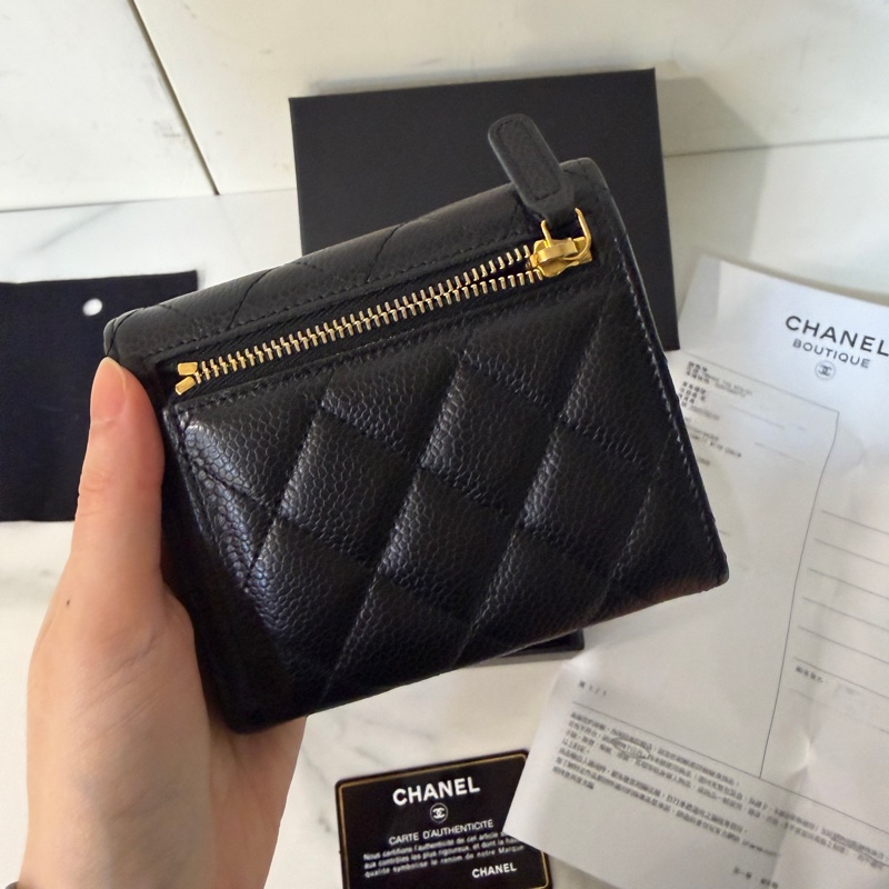 全新全配🈶22年購證❤️ 香奈兒 #黑金 #荔枝皮 #經典款 #短夾-5