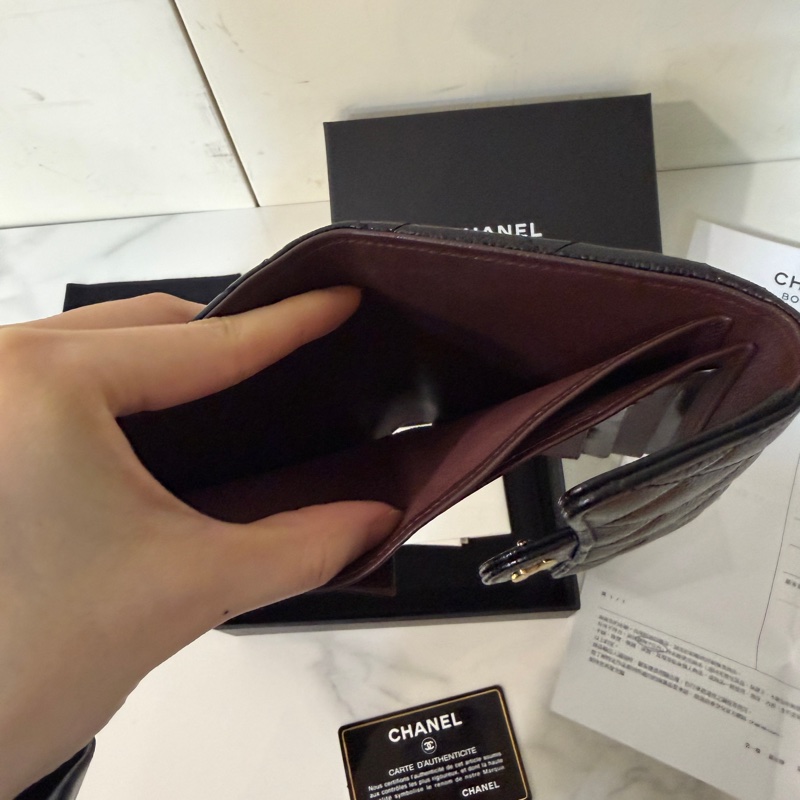 全新全配🈶22年購證❤️ 香奈兒 #黑金 #荔枝皮 #經典款 #短夾-8