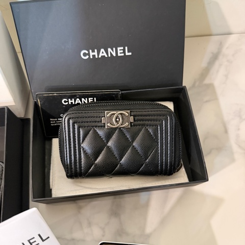 全配❤️ 香奈兒 #黑銀 #荔枝皮 #boy #零錢包