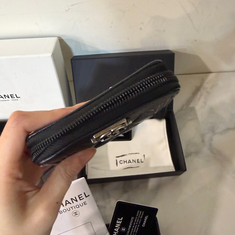 全配❤️ 香奈兒 #黑銀 #荔枝皮 #boy #零錢包-2