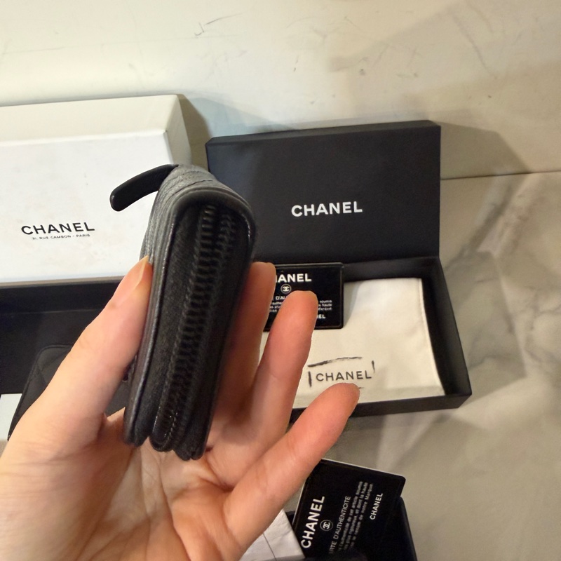 全配❤️ 香奈兒 #黑銀 #荔枝皮 #boy #零錢包-4
