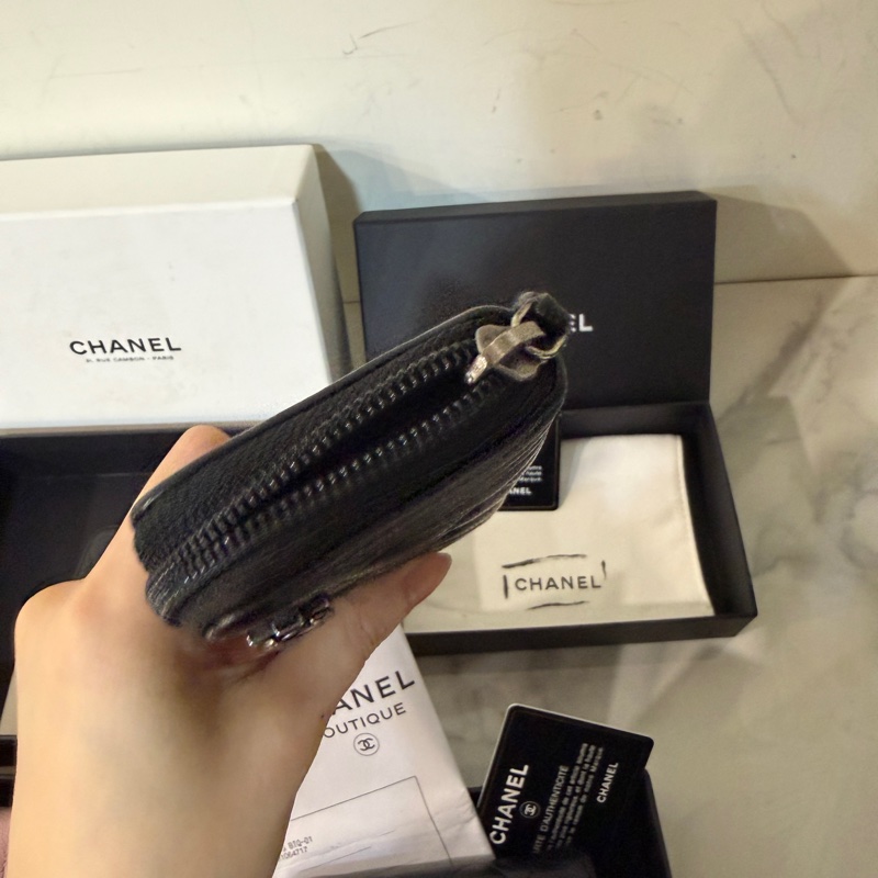 全配❤️ 香奈兒 #黑銀 #荔枝皮 #boy #零錢包-5