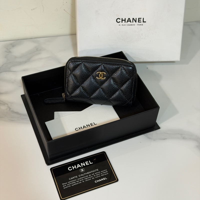 全配❤️ 香奈兒 #黑金 #荔枝皮 #經典ㄇ拉 #零錢包-0