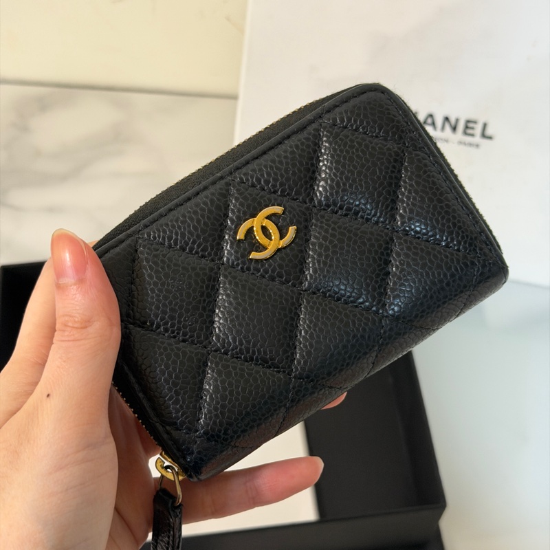 全配❤️ 香奈兒 #黑金 #荔枝皮 #經典ㄇ拉 #零錢包-1