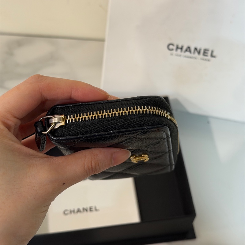 全配❤️ 香奈兒 #黑金 #荔枝皮 #經典ㄇ拉 #零錢包-3