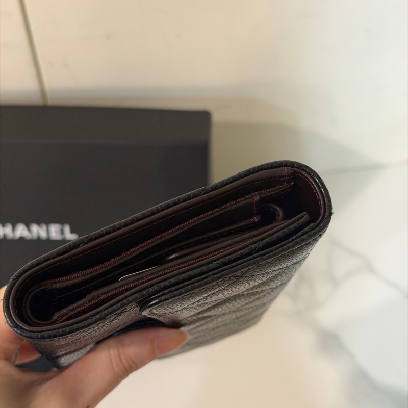 全配❤️ 香奈兒 #黑金 #荔枝皮 #三折 #長夾-3