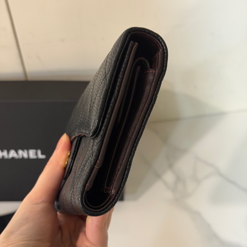 全配❤️ 香奈兒 #黑金 #荔枝皮 #三折 #長夾-4