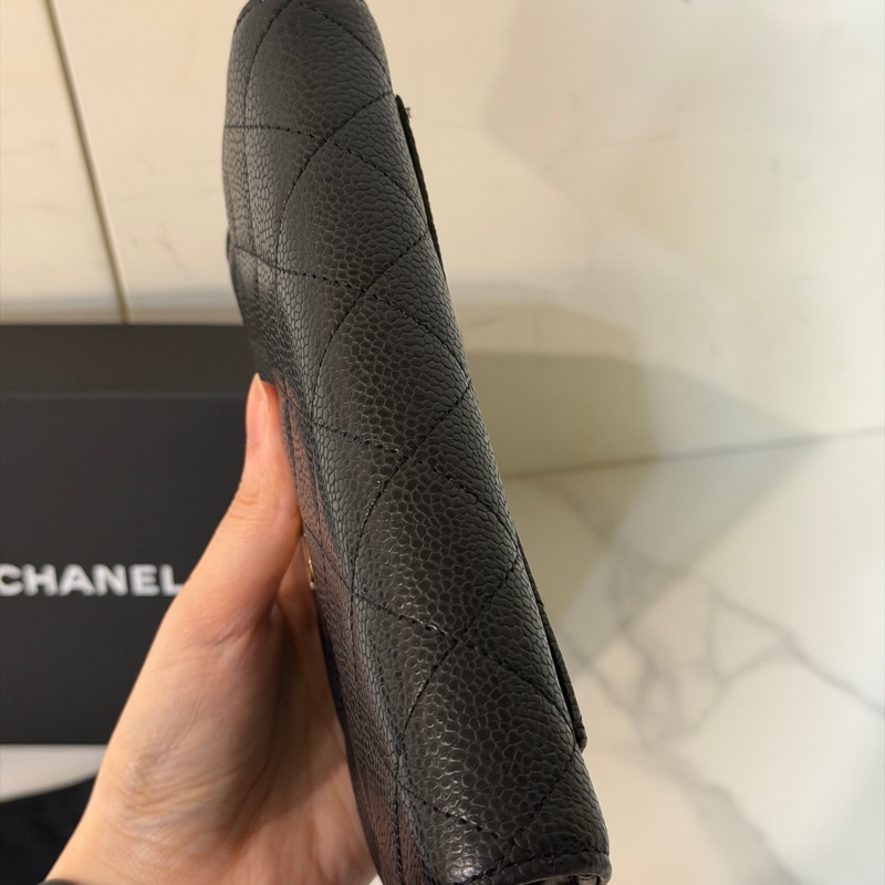 全配❤️ 香奈兒 #黑金 #荔枝皮 #三折 #長夾-5