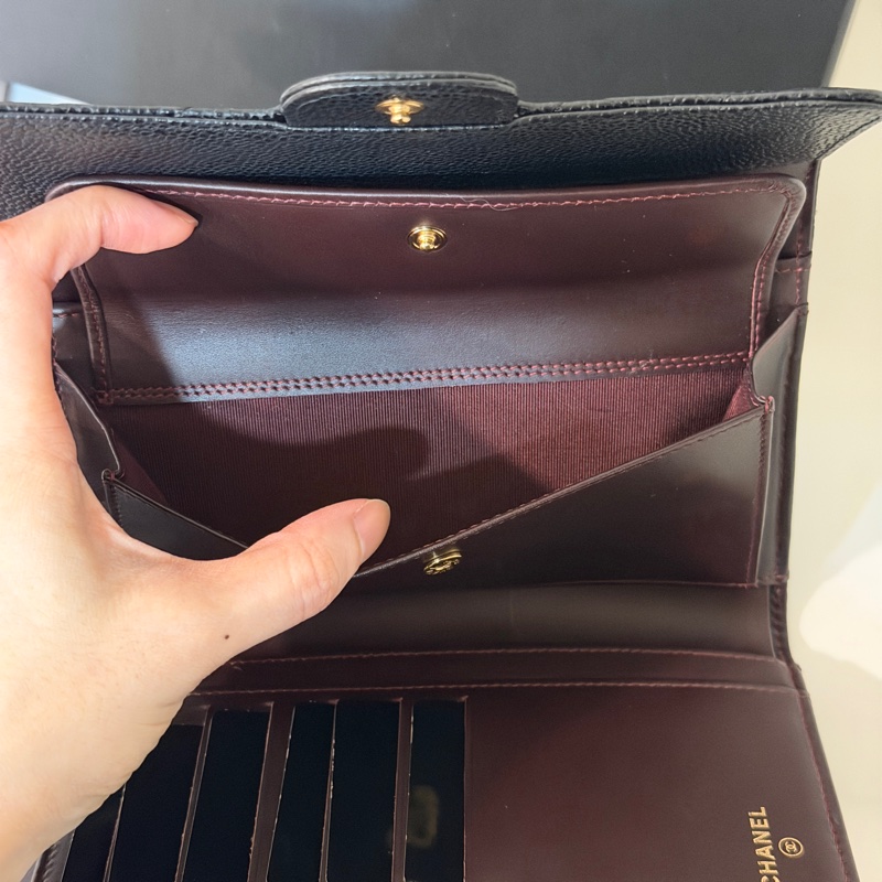 全配❤️ 香奈兒 #黑金 #荔枝皮 #三折 #長夾-12