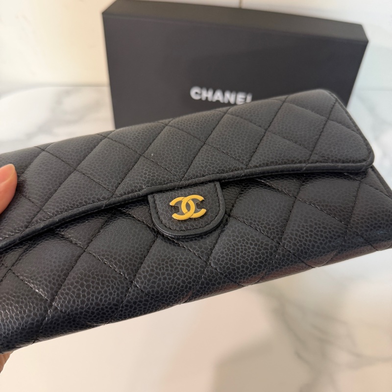 全配❤️ 香奈兒 #黑金 #荔枝皮 #二折 #長夾-2