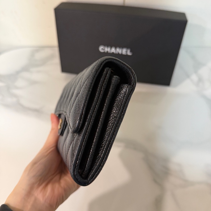 全配❤️ 香奈兒 #黑金 #荔枝皮 #二折 #長夾-4