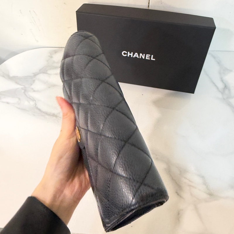 全配❤️ 香奈兒 #黑金 #荔枝皮 #二折 #長夾-5