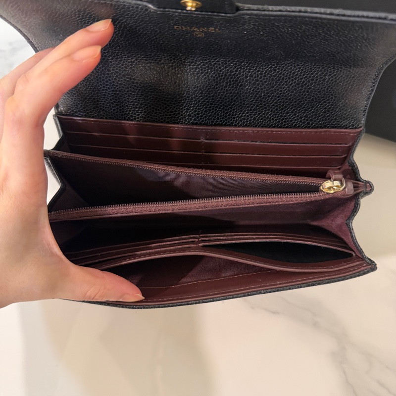 全配❤️ 香奈兒 #黑金 #荔枝皮 #二折 #長夾-9