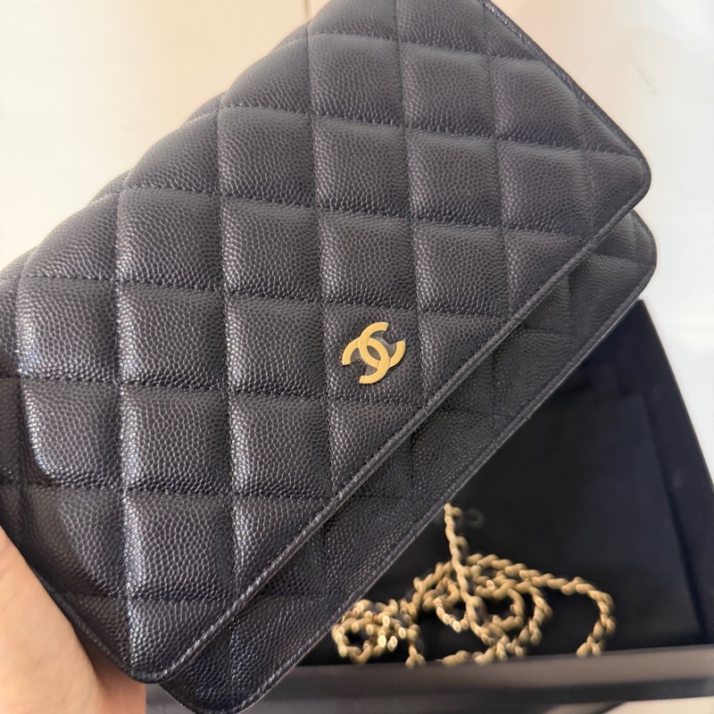 全新全配❤️ 香奈兒 #午夜藍 #荔枝皮 #woc #金釦-1