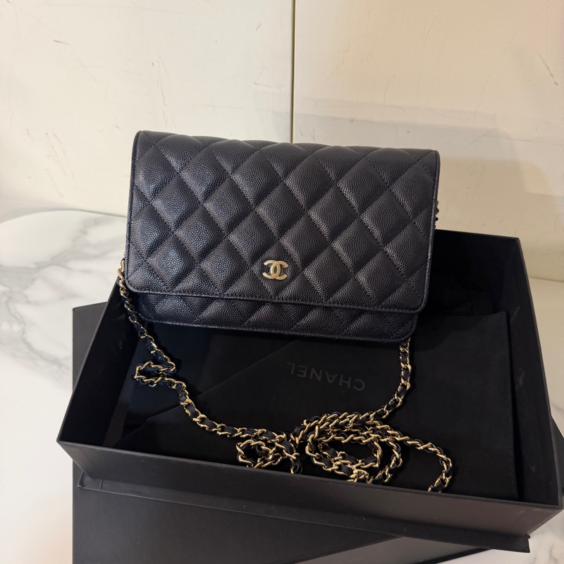 全新全配❤️ 香奈兒 #午夜藍 #荔枝皮 #woc #金釦-2