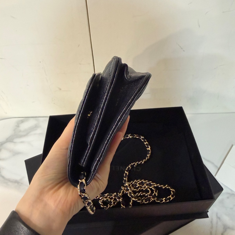 全新全配❤️ 香奈兒 #午夜藍 #荔枝皮 #woc #金釦-4