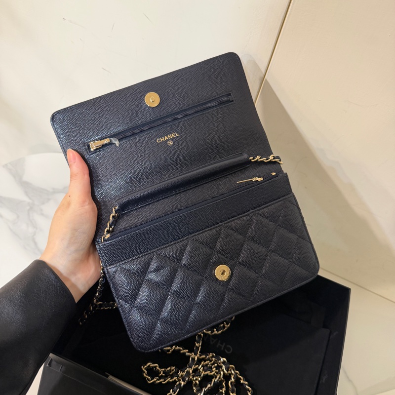 全新全配❤️ 香奈兒 #午夜藍 #荔枝皮 #woc #金釦-7