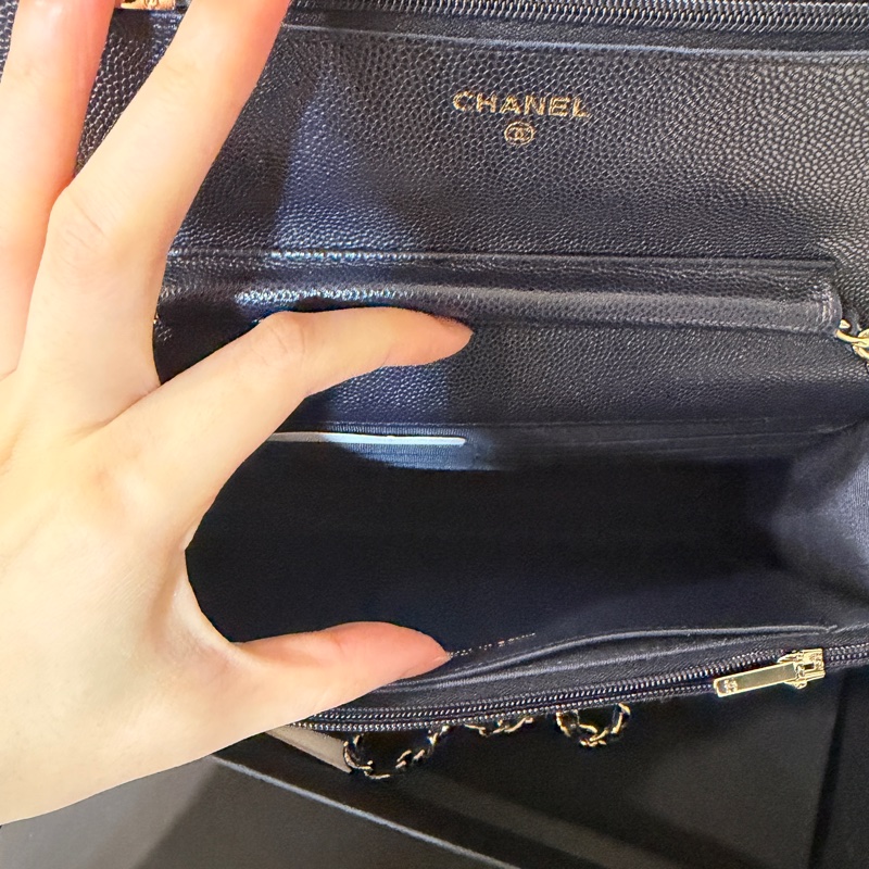 全新全配❤️ 香奈兒 #午夜藍 #荔枝皮 #woc #金釦-9