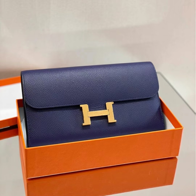 99新🈶購證❤️ 愛馬仕 #寶石藍 #金釦 #康康 #長夾-0