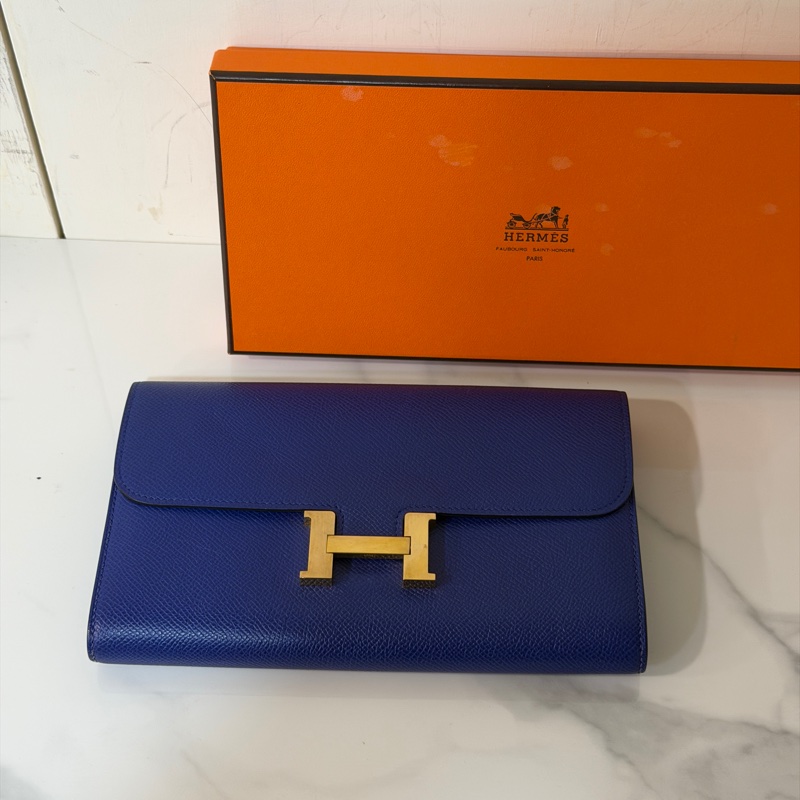 99新🈶購證❤️ 愛馬仕 #寶石藍 #金釦 #康康 #長夾-2