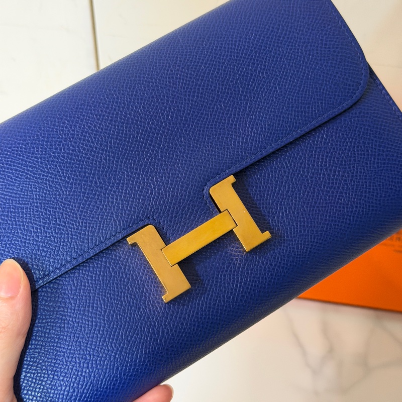 99新🈶購證❤️ 愛馬仕 #寶石藍 #金釦 #康康 #長夾-3