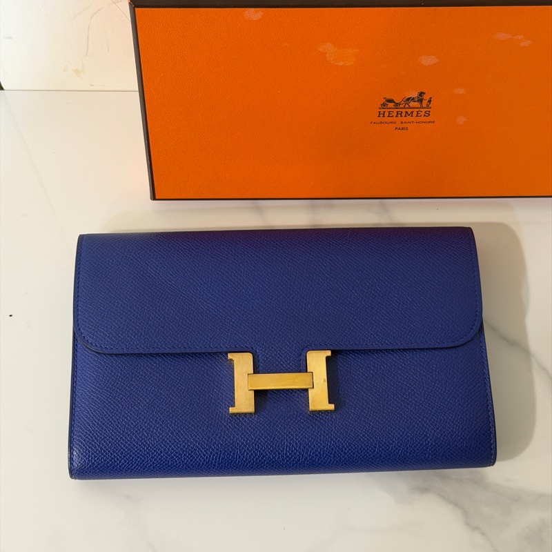 99新🈶購證❤️ 愛馬仕 #寶石藍 #金釦 #康康 #長夾-4