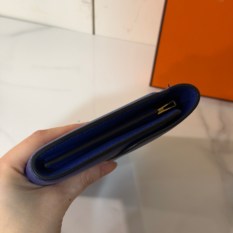 99新🈶購證❤️ 愛馬仕 #寶石藍 #金釦 #康康 #長夾-5