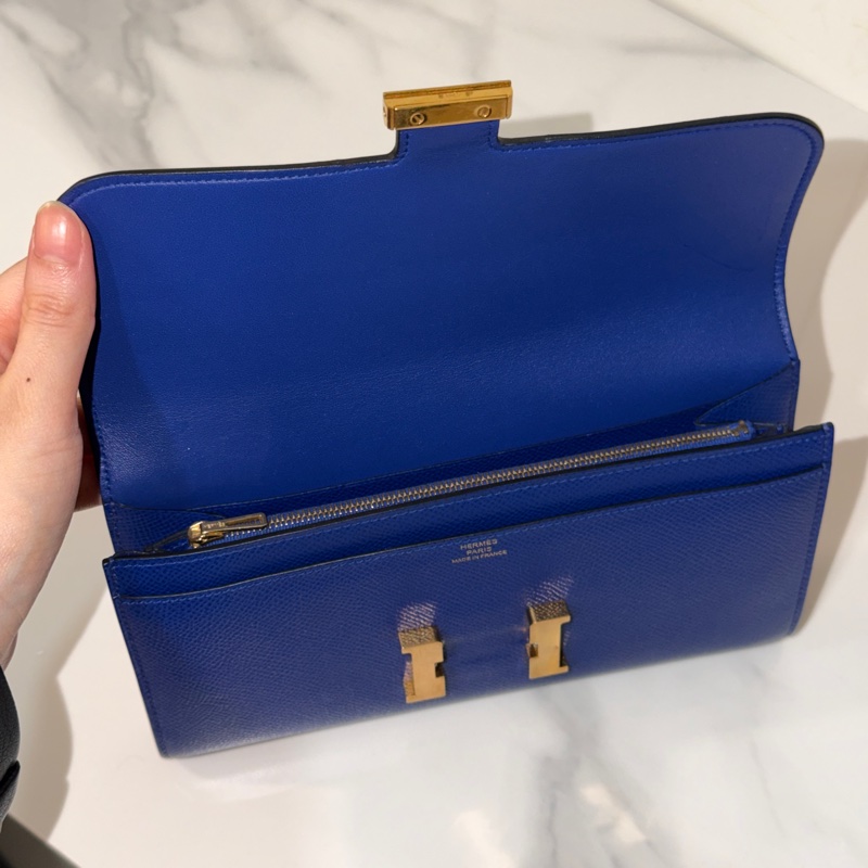 99新🈶購證❤️ 愛馬仕 #寶石藍 #金釦 #康康 #長夾-11