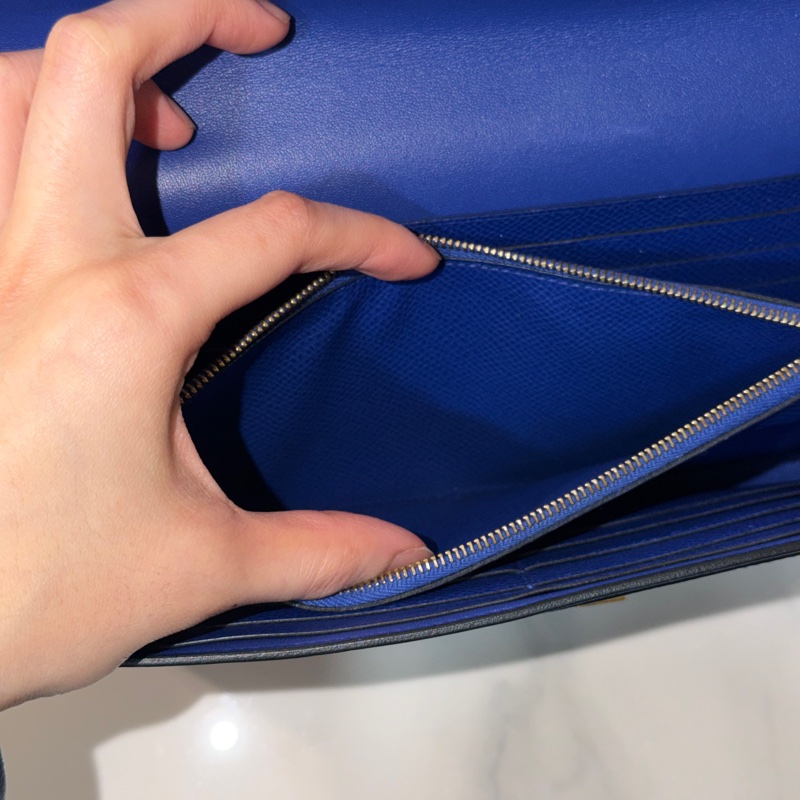 99新🈶購證❤️ 愛馬仕 #寶石藍 #金釦 #康康 #長夾-13