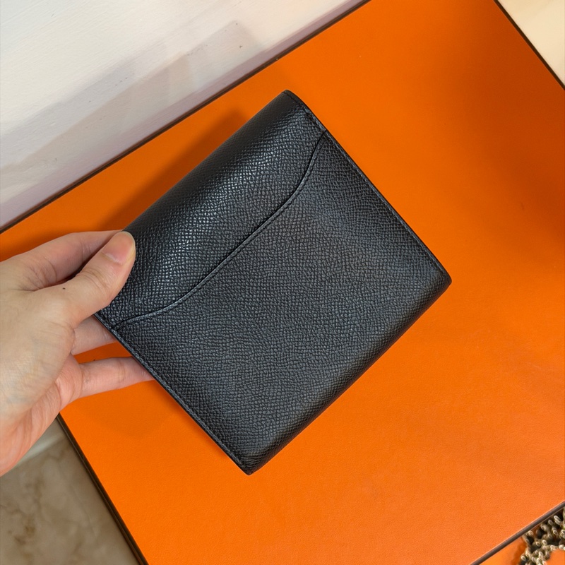 99新🈶購證❤️ 愛馬仕 #黑色 #金釦 #康康 #短夾-4