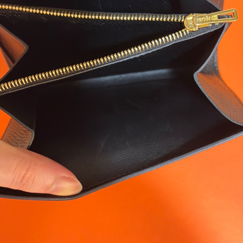 99新🈶購證❤️ 愛馬仕 #黑色 #金釦 #康康 #短夾-10