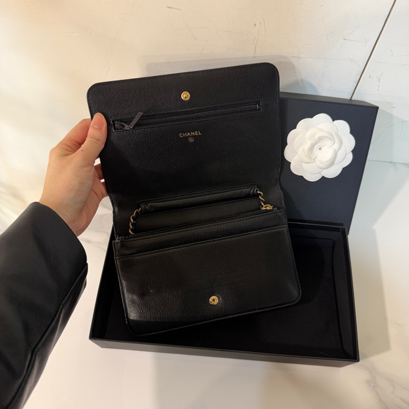 99新全配❤️ 香奈兒 #黑金 #山羊皮 #woc #鏈條包-8