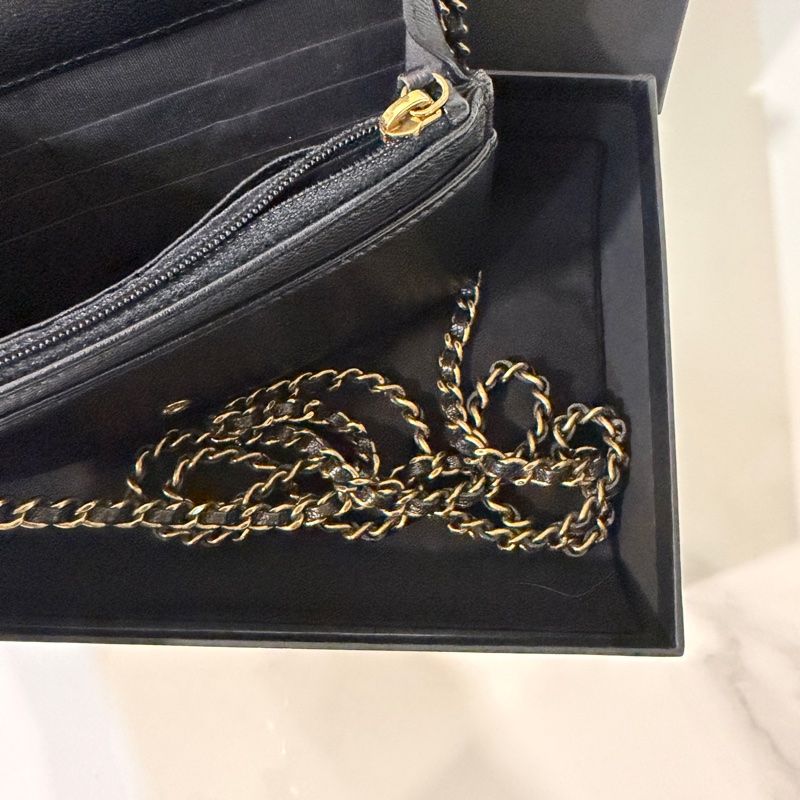 99新全配❤️ 香奈兒 #黑金 #山羊皮 #woc #鏈條包-9